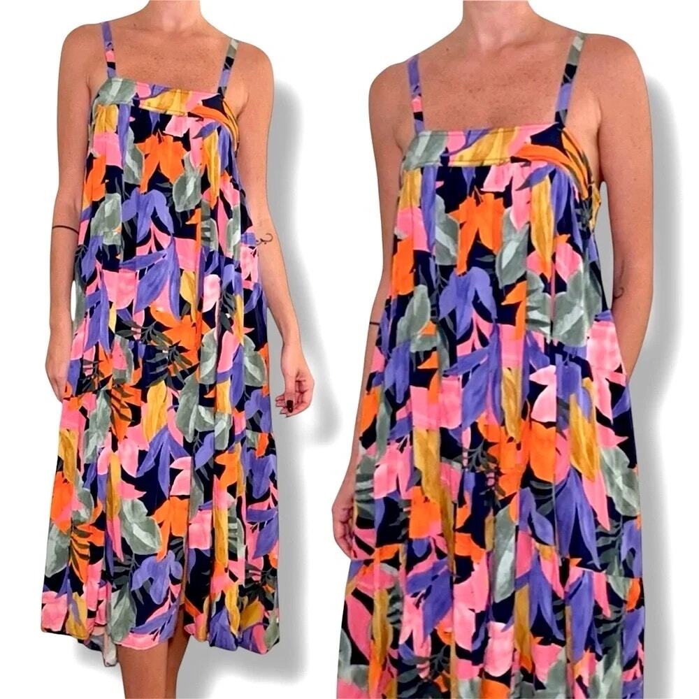 Anthropologie Abel the Label Leonard Tropical Sleeveless Maxi Dress Size Small